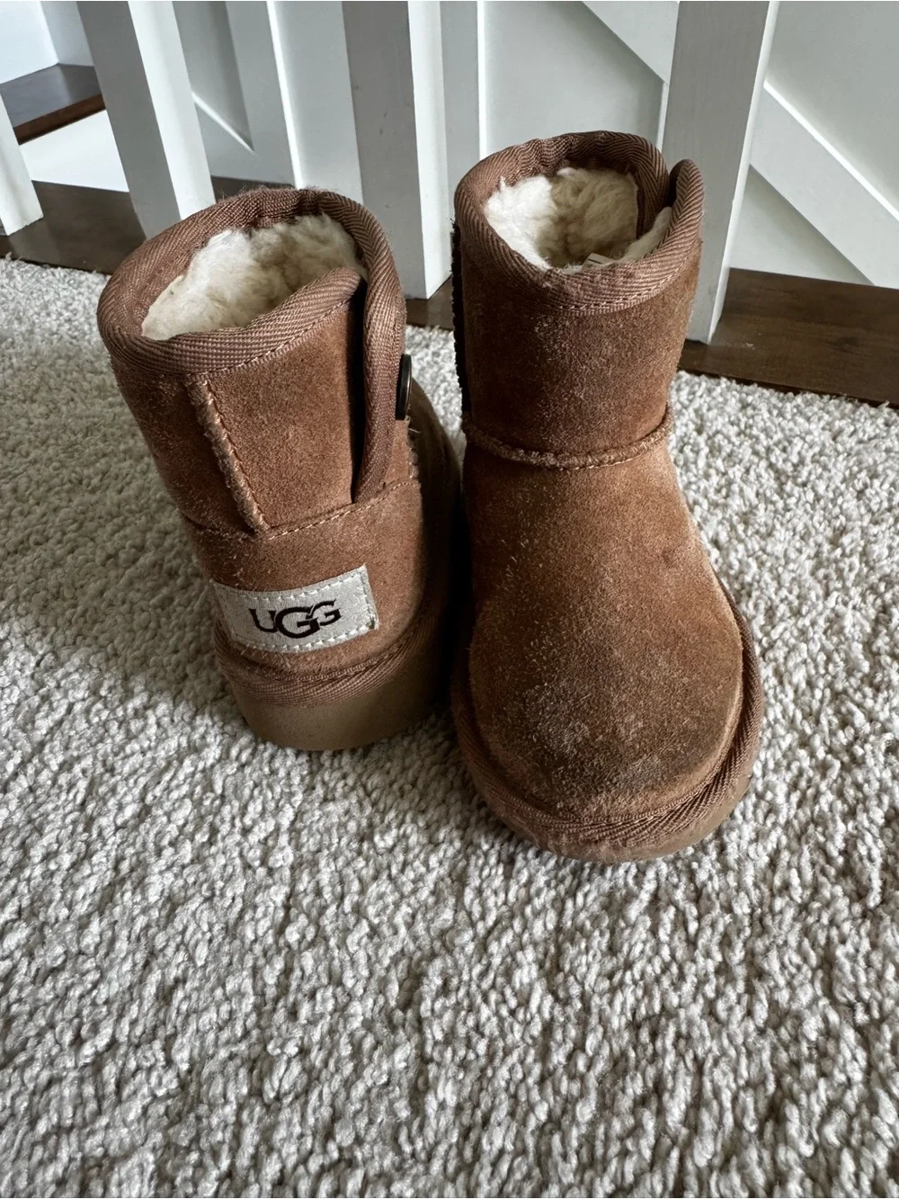 UGG Kids Short Suede Boot in Chestnut Brown